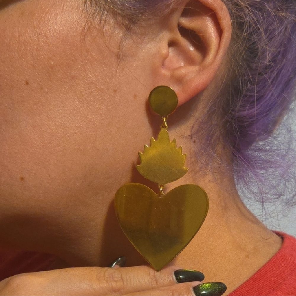 Stylish Gold Heart Statement Earrings